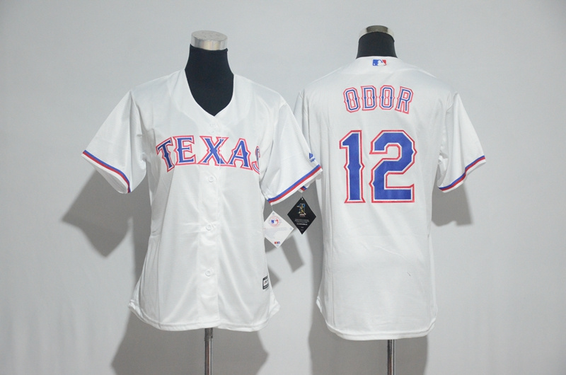 Womens 2017 MLB Texas Rangers #12 Odor White Jerseys